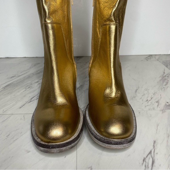 Free People Essential Gold Leather Tall Boot 38 1/2 - Picture 12 of 16